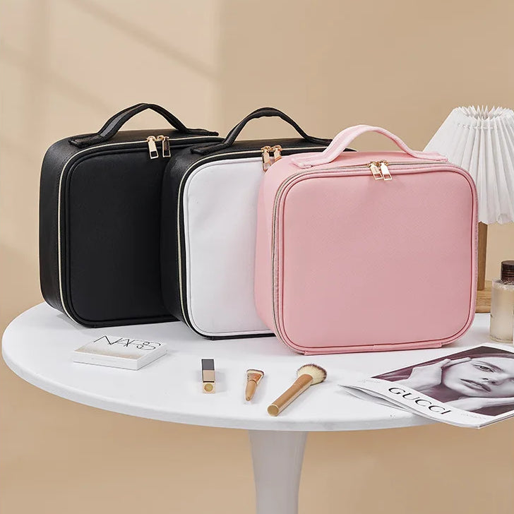 Estuche de maquillaje con espejo y luz LED
