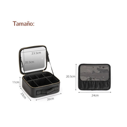Estuche de maquillaje con espejo y luz LED